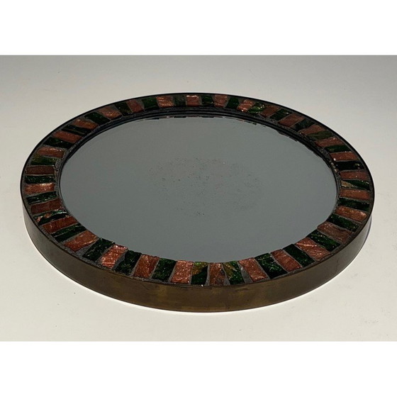 Image 1 of Miroir rond vintage en céramique, 1950