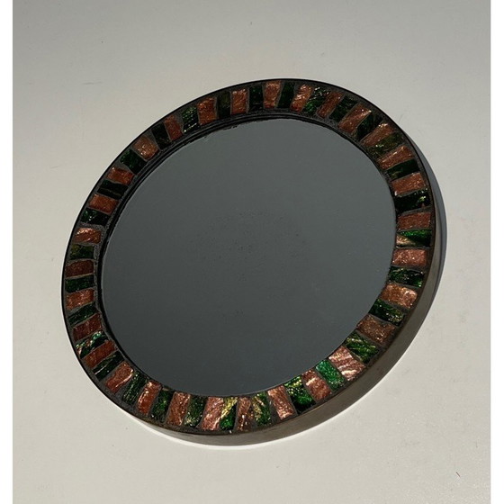 Image 1 of Miroir rond vintage en céramique, 1950