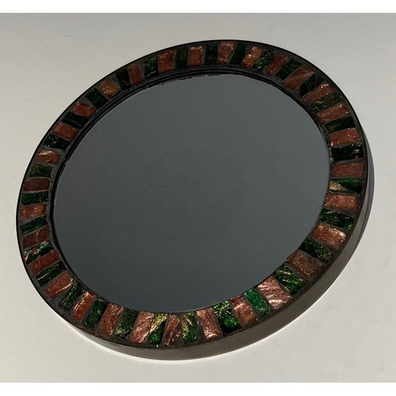 Image 1 of Miroir rond vintage en céramique, 1950