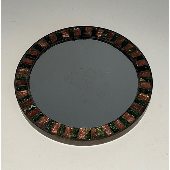 Image 1 of Miroir rond vintage en céramique, 1950