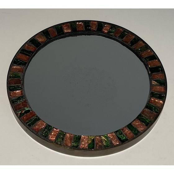 Image 1 of Miroir rond vintage en céramique, 1950