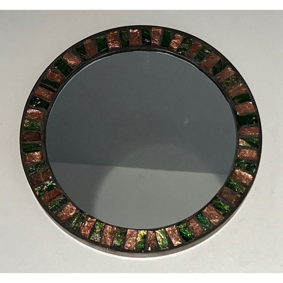Image 1 of Miroir rond vintage en céramique, 1950