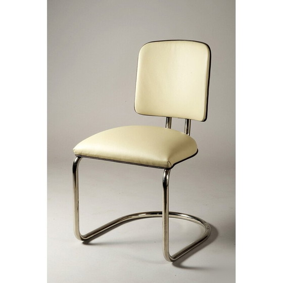 Image 1 of Ensemble de 4 fauteuils en cuir Bauhaus pour Thonet, Autriche 1920
