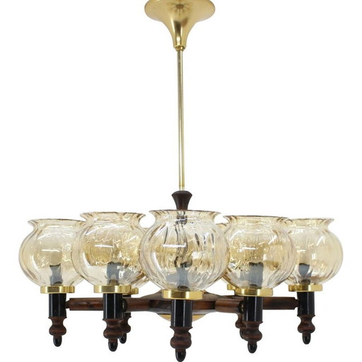 Lustre en verre vintage, tchèque 1960