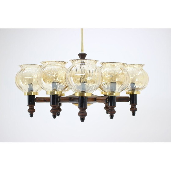 Image 1 of Lustre en verre vintage, tchèque 1960