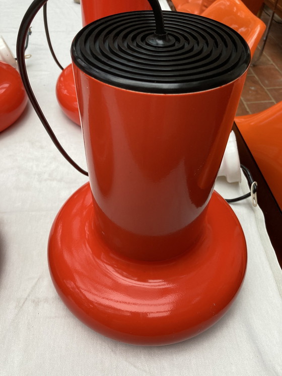 Image 1 of 4 Suspensions En Métal, Orange Années 70.