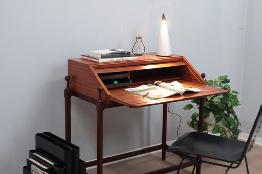 Bureau en teck à plateau roulant Mid Century F.Lli Proserpio 1960S