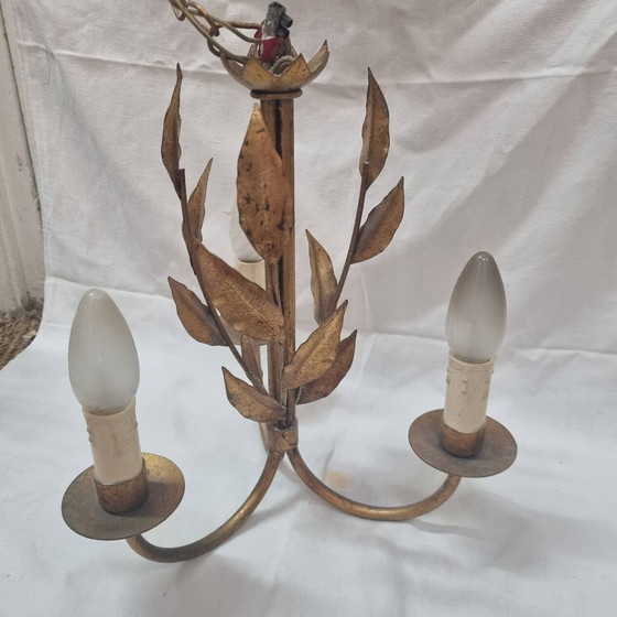 Image 1 of Lustre Fer Doré, Feuillage, Italie