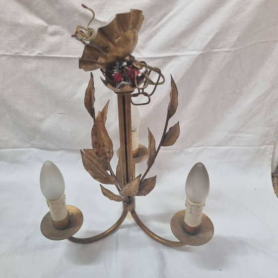 Image 1 of Lustre Fer Doré, Feuillage, Italie