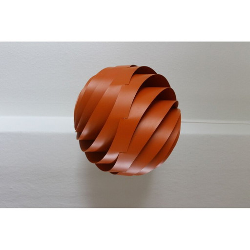 Lampe suspendue vintage en aluminium orange en modèle turbo par Louis Weisdorf, Danemark 1965
