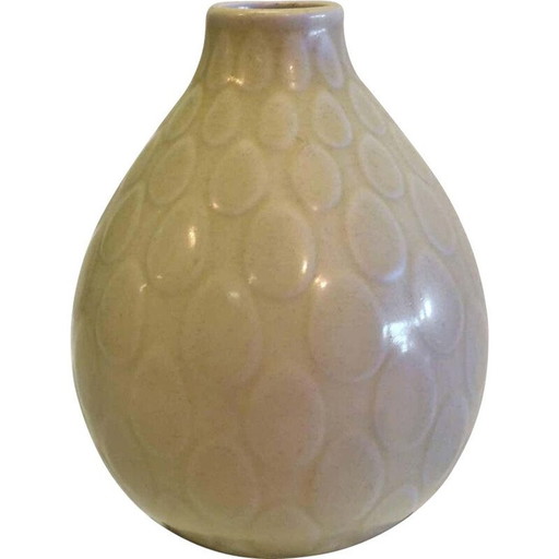 Vase vintage en faïence jaune de Marselis Aluminia Royal Copenhagen Nils Thorsson, 1950
