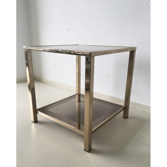 Image 1 of Table d'appoint en métal, feuille d'or et verre - 1960