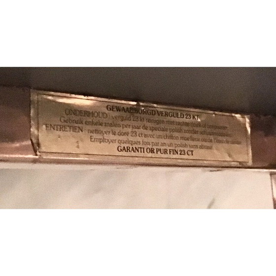 Image 1 of Table d'appoint en métal, feuille d'or et verre - 1960