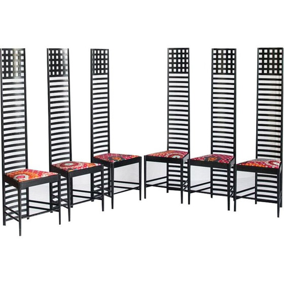 Image 1 of Ensemble de 6 chaises vintage 292 Hill House par Charles Rennie Mackintosh pour Cassina, Italie 1990