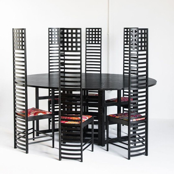 Image 1 of Ensemble de 6 chaises vintage 292 Hill House par Charles Rennie Mackintosh pour Cassina, Italie 1990
