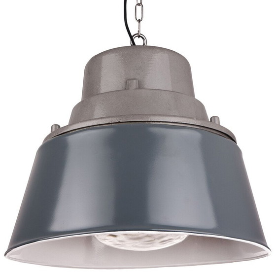 Image 1 of Lampe industrielle vintage en verre prismatique de Pologne, années 1970