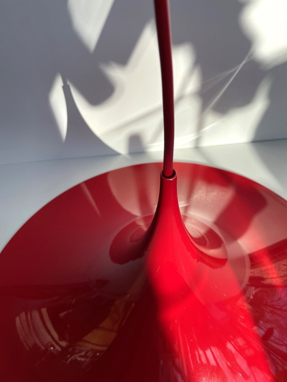 Image 1 of 2X Fog & Mørup Red Semi Suspension Lampe par Bonderup & Thorup, 1960S