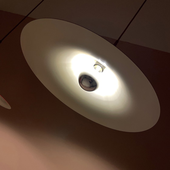 Image 1 of 2X Fog & Mørup Red Semi Suspension Lampe par Bonderup & Thorup, 1960S