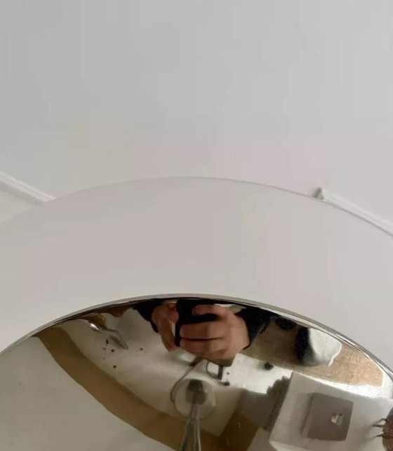 Image 1 of Lampadaire Vintage Moderniste « Modèle 44 » Perzel Métal Chromé Et Verre Sablé