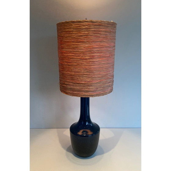 Image 1 of Lampe vintage en verre soufflé bleu, 1970