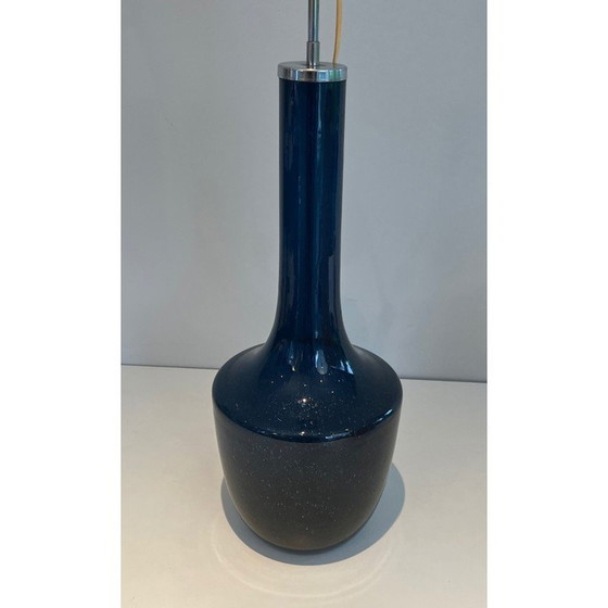 Image 1 of Lampe vintage en verre soufflé bleu, 1970