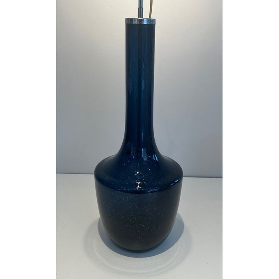 Image 1 of Lampe vintage en verre soufflé bleu, 1970