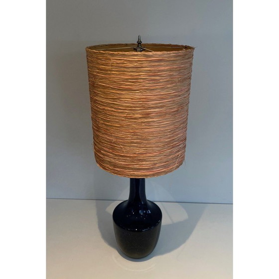 Image 1 of Lampe vintage en verre soufflé bleu, 1970