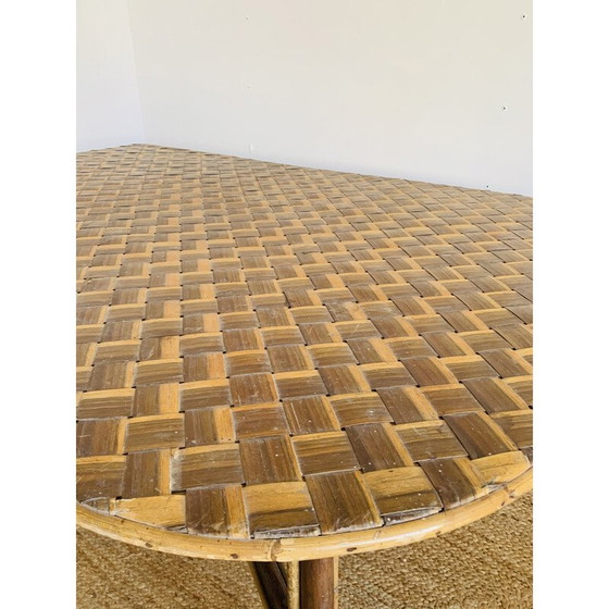 Image 1 of Table vintage en rotin de forme libre