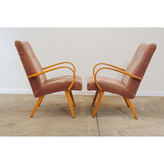 Image 1 of Paire de fauteuils en hêtre vintage par Jaroslav Šmídek, Tchécoslovaquie 1960