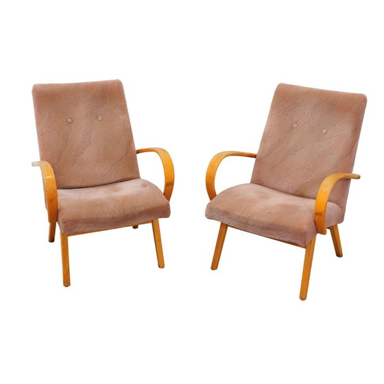 Image 1 of Paire de fauteuils en hêtre vintage par Jaroslav Šmídek, Tchécoslovaquie 1960