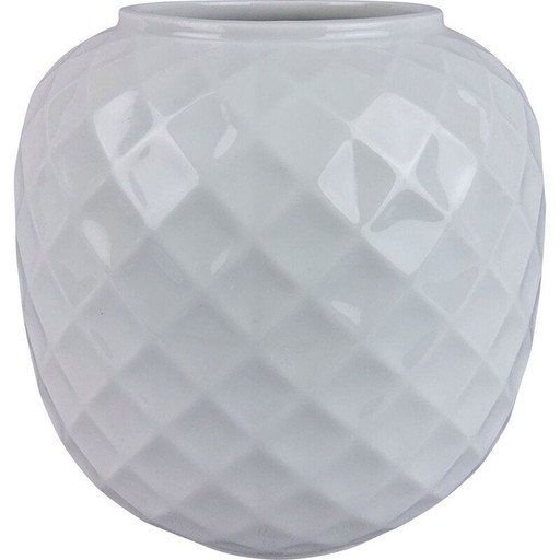 Vase vintage en verre Thomas porcelaine blanche 1970