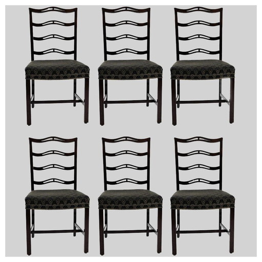 Ensemble de 6 chaises de salle à manger vintage en acajou par Georg Kofoed, Danemark 1930