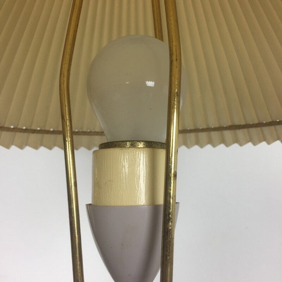 Image 1 of Lampe vintage avec abat-jour plissé beige, Italie 1960