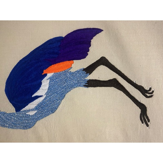 Image 1 of Tapisserie vintage d'oiseaux montée sur coton tendu, 1970