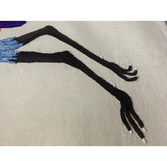 Image 1 of Tapisserie vintage d'oiseaux montée sur coton tendu, 1970