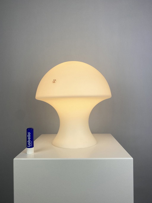 Rare lampe de table champignon Peill et Putzler en verre au lait blanc 1970