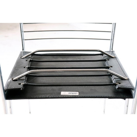 Image 1 of Ensemble de 4 chaises vintage en chrome et cuir par Cidue, Italie 1970