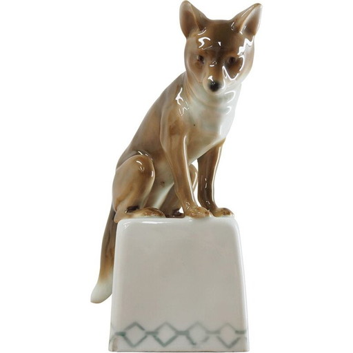 Sculpture de renard en porcelaine du milieu du siècle, années 1960