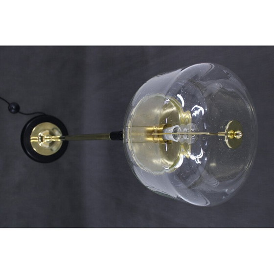 Image 1 of Paire de lampadaires vintage en verre et laiton par Kamenicky Senov, Tchécoslovaquie 1970