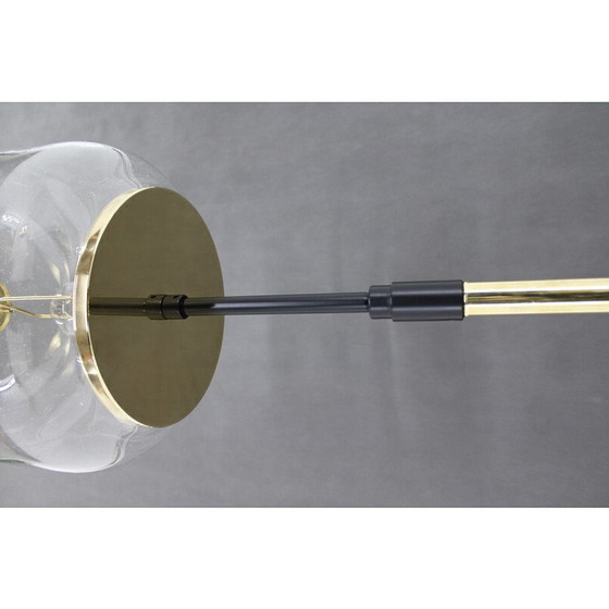 Image 1 of Paire de lampadaires vintage en verre et laiton par Kamenicky Senov, Tchécoslovaquie 1970