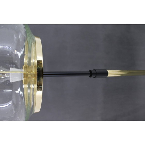 Image 1 of Paire de lampadaires vintage en verre et laiton par Kamenicky Senov, Tchécoslovaquie 1970