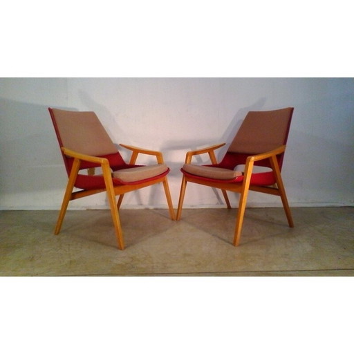 Ensemble de 2 fauteuils lounge vintage par Miroslav Navratil - 1960s