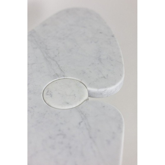 Image 1 of Console vintage "Eros" en marbre blanc Calacatta