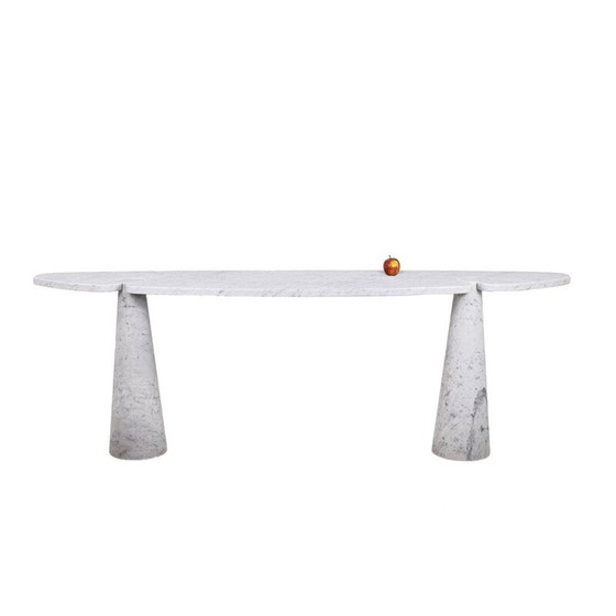 Image 1 of Console vintage "Eros" en marbre blanc Calacatta