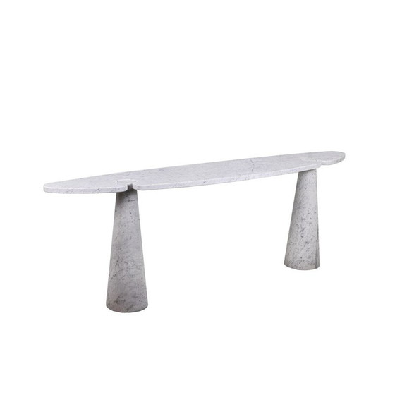 Image 1 of Console vintage "Eros" en marbre blanc Calacatta