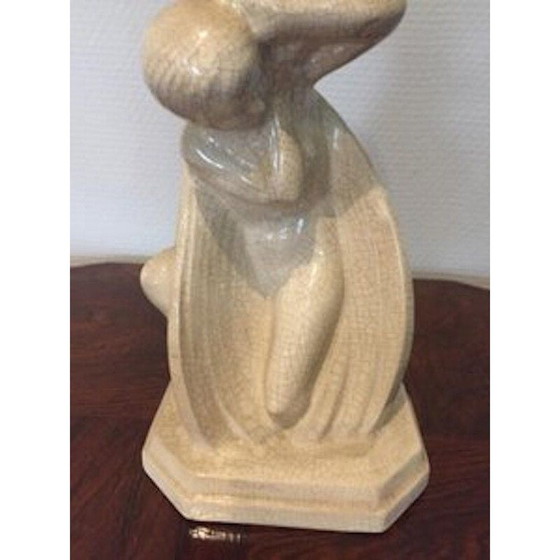 Image 1 of Lampe vintage art déco en céramique craquelée, 1930