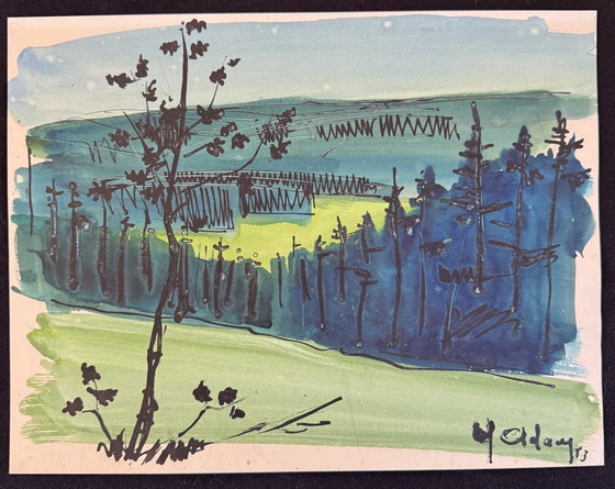 Image 1 of 8 Ravissantes Aquarelles De L’Artiste Yvon Adam Vers 1950’S