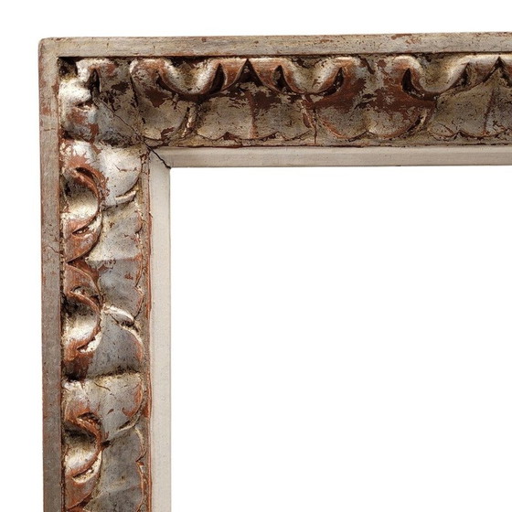 Image 1 of Cadre rectangulaire vintage en bois sculpté et argenté, France 1960
