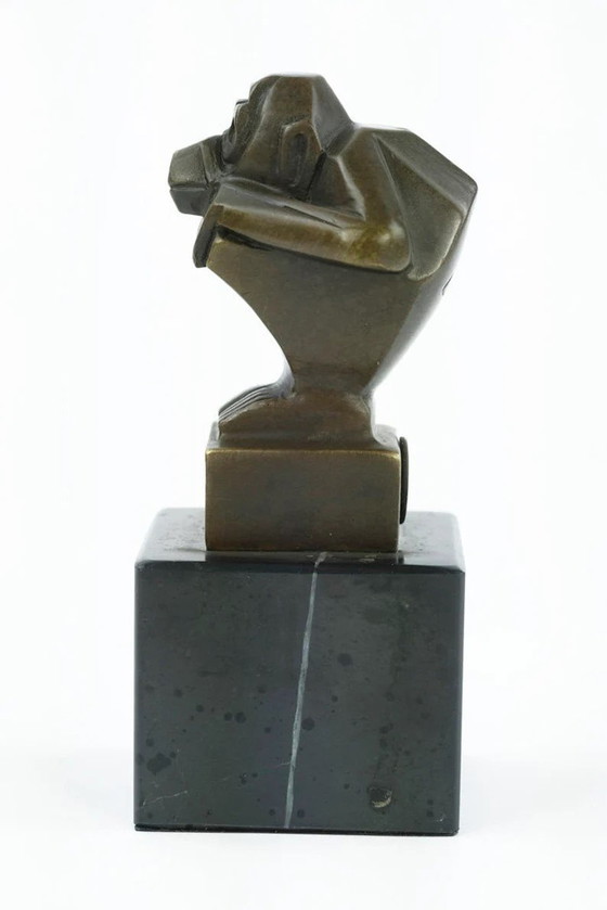 Image 1 of Singe assis en bronze Art Déco Casimir Brau