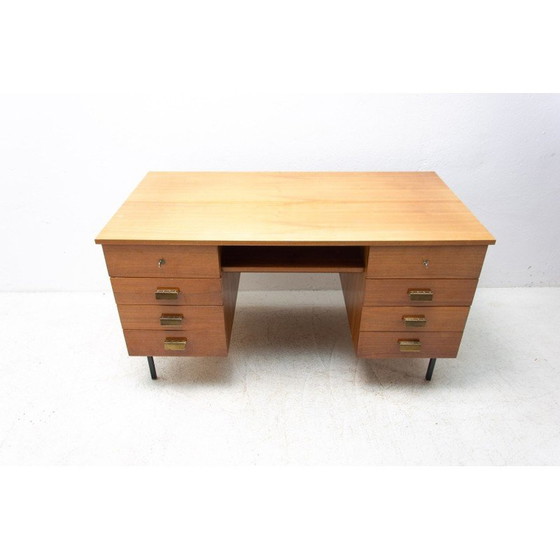 Image 1 of Bureau vintage en hêtre, fer et plastique, Tchécoslovaquie, années 1970